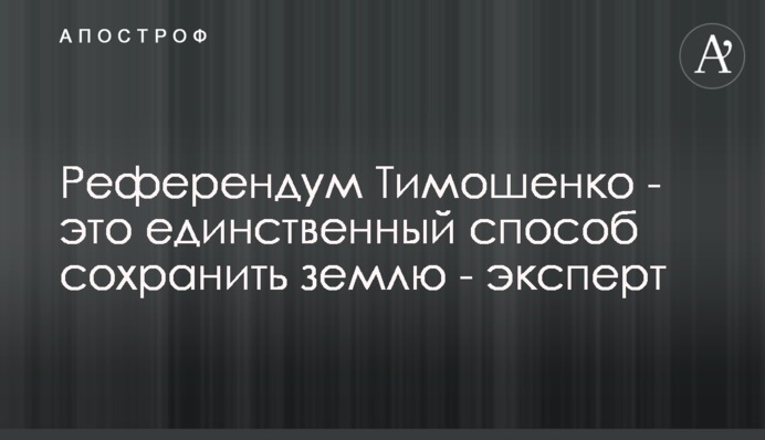 Референдум Тимошенко - это единственный способ сохранить землю - эксперт