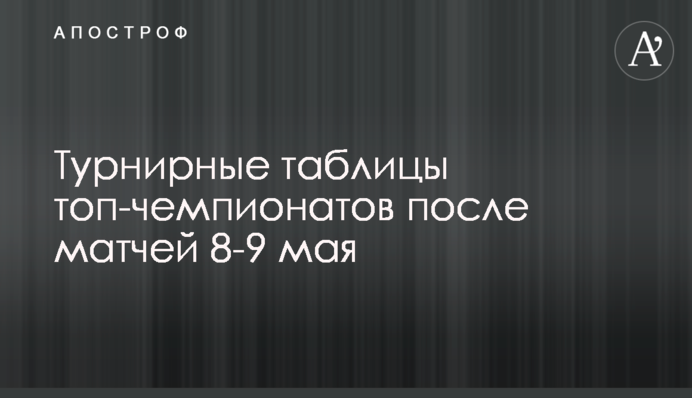 Турнирные таблицы топ-чемпионатов после матчей 8-9 мая