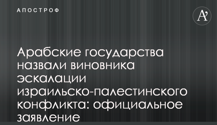 Арабские государства назвали виновника эскалации израильско-палестинского конфликта: официальное заявление
