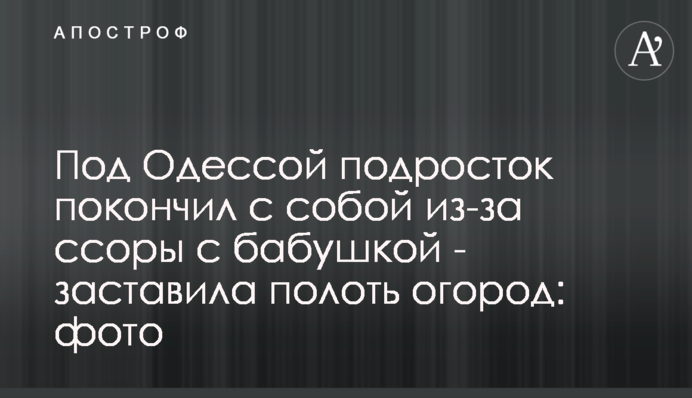 Під Одесою підліток наклав на себе руки через сварку з бабусею - змусила сапати город: фото