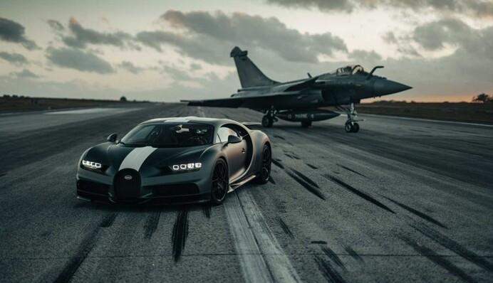 Між суперкаром і військовим літаком влаштували гонку: вражаюче відео заїзду
