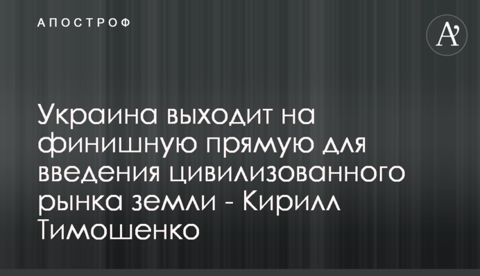 Украина выходит на финишную прямую для введения цивилизованного рынка земли - Кирилл Тимошенко