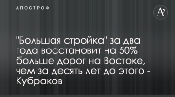 "Велике будівництво" за два роки відновить на 50% більше доріг на Сході, ніж за десять років до того - Кубраков