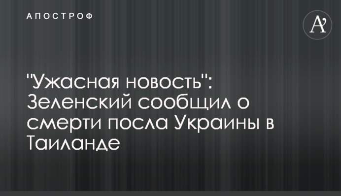 "Ужасная новость": Зеленский сообщил о смерти посла Украины в Таиланде