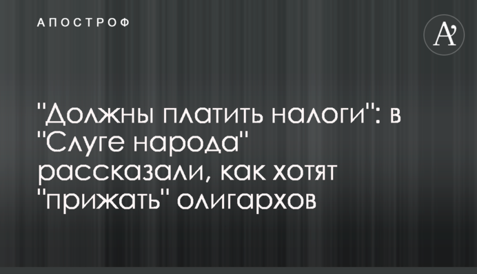 "Повинні платити податки": в "Слузі народу" розповіли, як хочуть "притиснути" олігархів