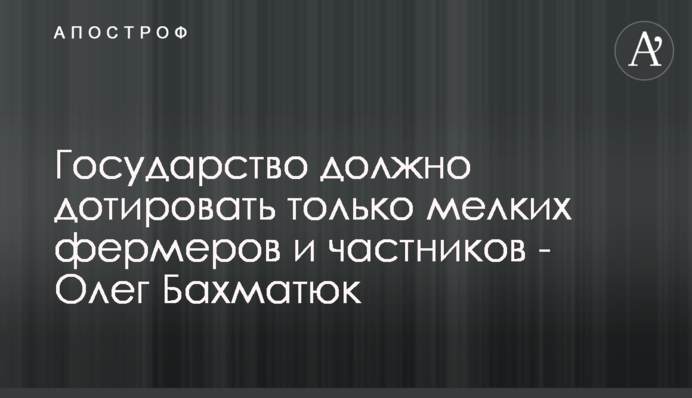 Государство должно дотировать только мелких фермеров и частников - Олег Бахматюк