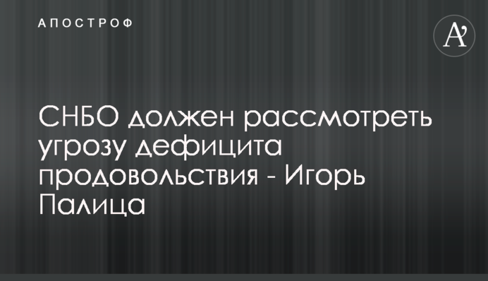 РНБО має розглянути загрозу дефіциту продовольства - Ігор Палиця