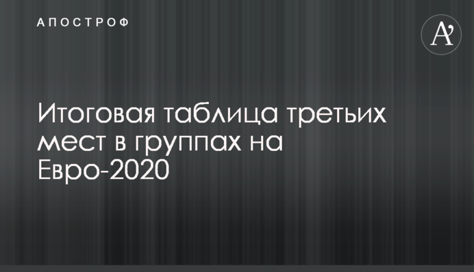 Итоговая таблица третьих мест в группах на Евро-2020