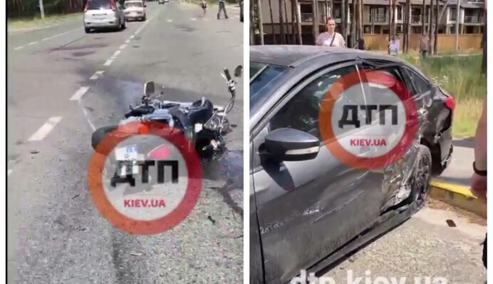 ​На трассе под Киевом мотоциклист с девушкой ехал по встречке и попал в жуткое ДТП: фото и видео