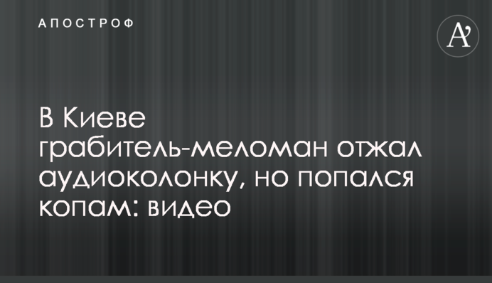 В Киеве грабитель-меломан отжал аудиоколонку, но попался копам: видео