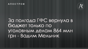 За полгода ГФС вернула в бюджет только по уголовным делам 864 млн грн - Вадим Мельник