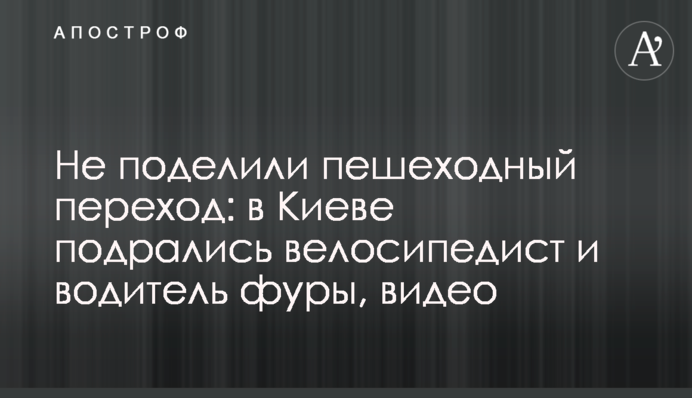 Не поделили пешеходный переход: в Киеве подрались велосипедист и водитель фуры, видео
