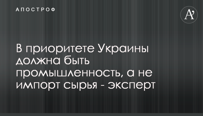 У пріоритеті України має бути промисловість, а не імпорт сировини - експерт