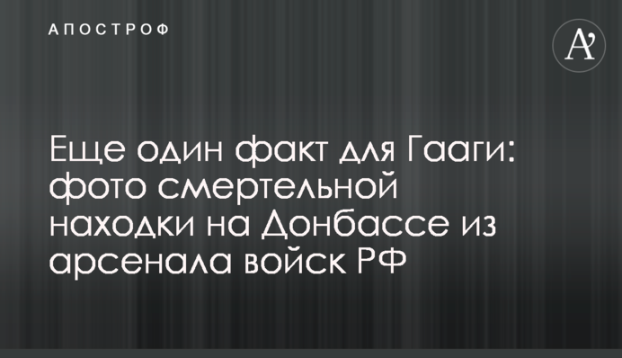 Ще один факт для Гааги: фото смертельної знахідки на Донбасі з арсеналу військ РФ