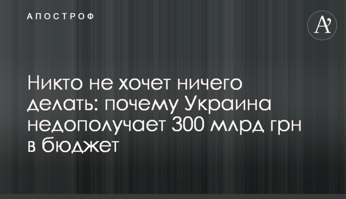 Никто не хочет ничего делать: почему Украина недополучает 300 млрд грн в бюджет