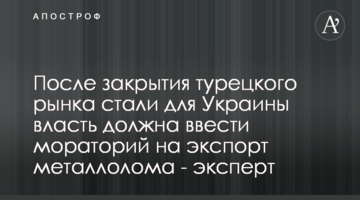 После закрытия турецкого рынка стали для Украины власть должна ввести мораторий на экспорт металлолома - эксперт