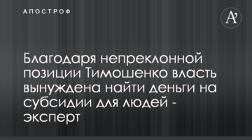 Благодаря непреклонной позиции Тимошенко власть вынуждена найти деньги на субсидии для людей - эксперт
