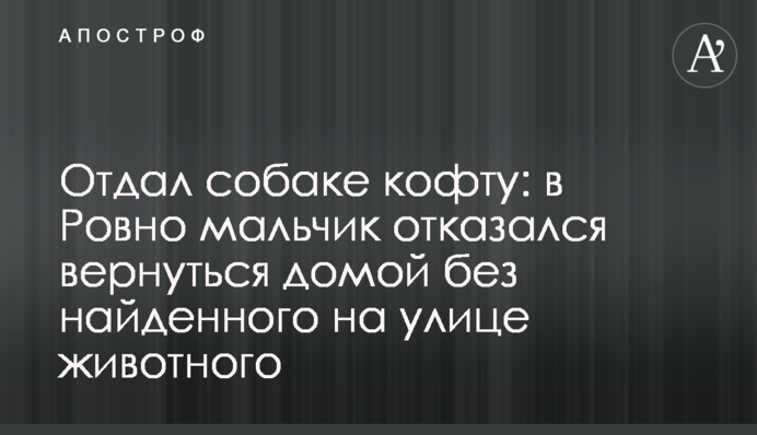 Віддав собаці кофту: в Рівному хлопчик відмовився повернутися додому без знайденої на вулиці тварини