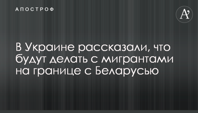 В Украине рассказали, что будут делать с мигрантами на границе с Беларусью