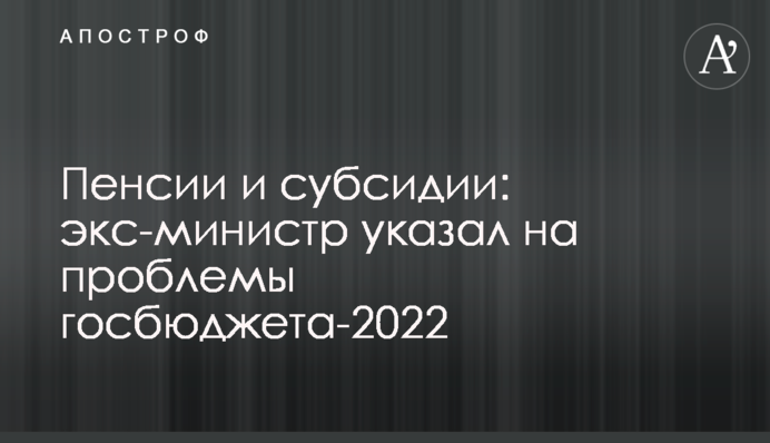 Пенсії та субсидії: ексміністр вказав на проблеми держбюджету-2022
