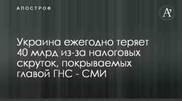 Украина ежегодно теряет 40 млрд из-за налоговых скруток, покрываемых главой ГНС - СМИ