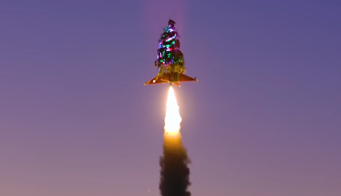 Как тебе такое, Маск? В США запустили рождественскую елку на ракетном двигателе, видео