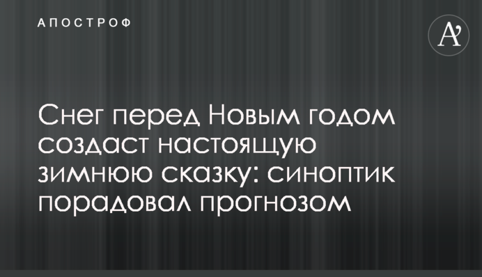 Сніг перед Новим роком створить справжню зимову казку: синоптик порадував прогнозом
