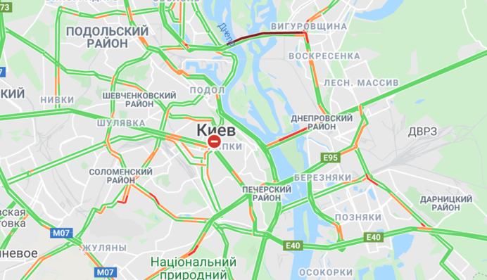 Пробки в Києві: яка ситуація на дорогах і де не проїхати 4 січня, карта