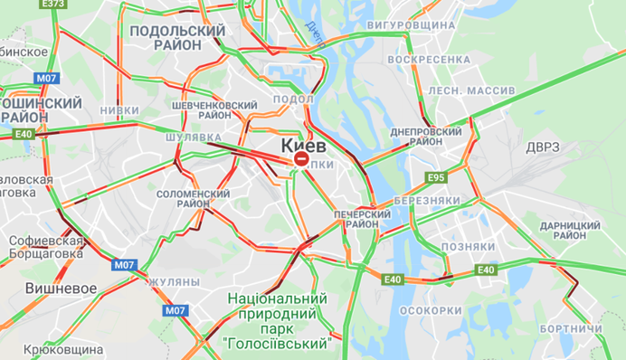 Пробки у Києві: яка ситуація на дорогах і де не проїхати 11 січня, карта