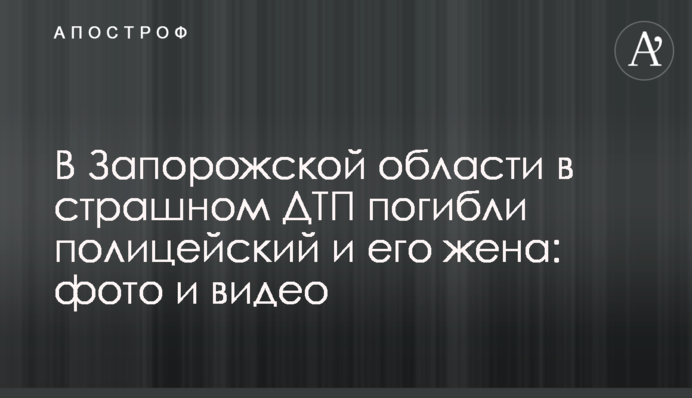 В Запорожской области в страшном ДТП погибли полицейский и его жена: фото и видео