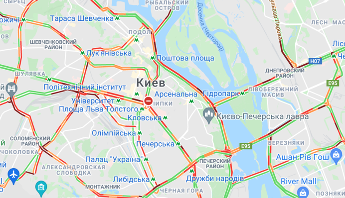 Київ стоїть у ранкових пробках: карта заторів 18 січня