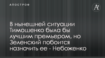 У нинішній ситуації Тимошенко була б найкращим прем’єром, але Зеленський побоїться її призначити - Небоженко
