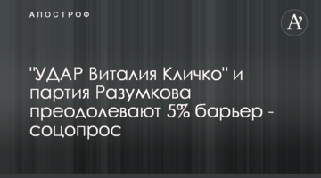 "УДАР Віталія Кличка" та партія Разумкова долають 5% бар'єр - соцопитування