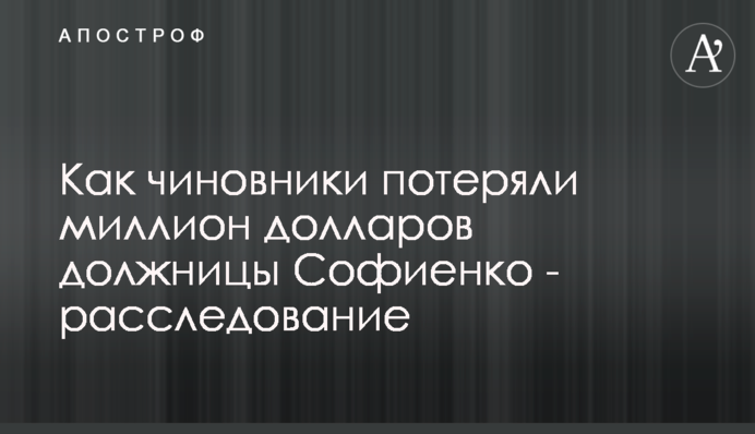 Как чиновники потеряли миллион долларов должницы Софиенко - расследование
