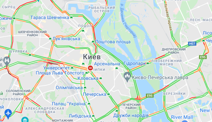 Київ скували затори вранці 26 січня: карта