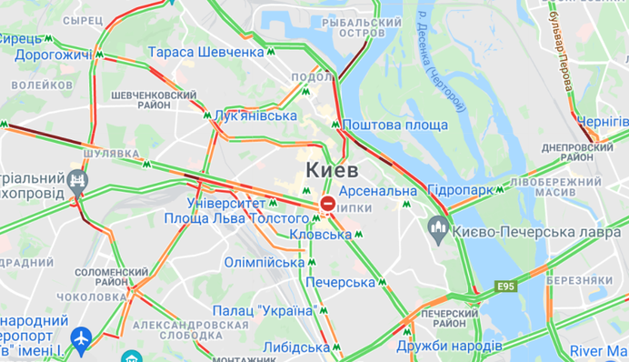 Київ скували величезні затори вранці 27 січня: карта