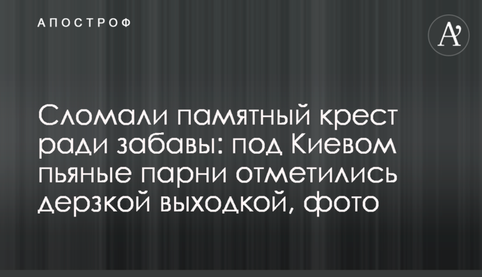 Сломали памятный крест ради забавы: под Киевом пьяные парни отметились дерзкой выходкой, фото