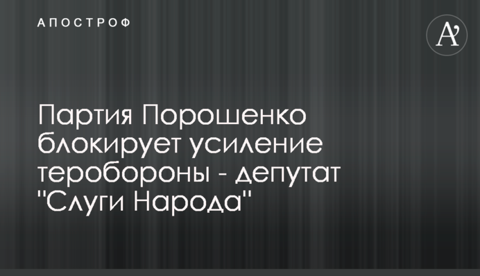 Партия Порошенко блокирует усиление теробороны - депутат 