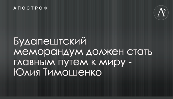 Будапештський меморандум має стати головним шляхом до миру – Юлія Тимошенко