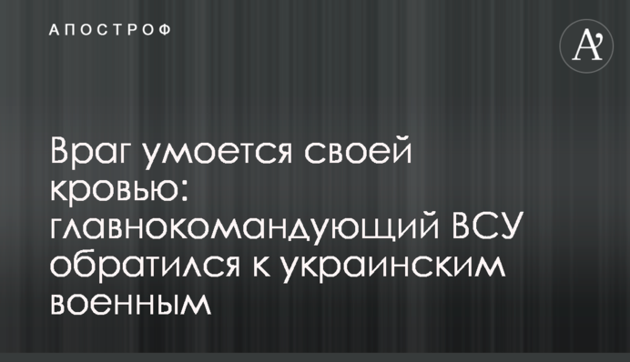 Ворог умиється своєю кров'ю: головнокомандувач ЗСУ звернувся до українських військових