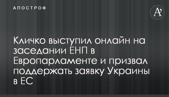 Кличко виступив онлайн на засідання ЄНП в Європарламенті і закликав підтримати заявку України в ЄС