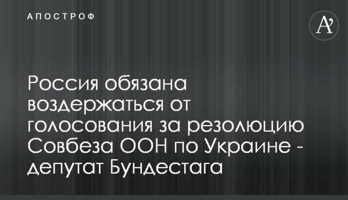 Росія зобов'язана утриматися від голосування за резолюцію Радбезу ООН щодо України - депутат Бундестагу