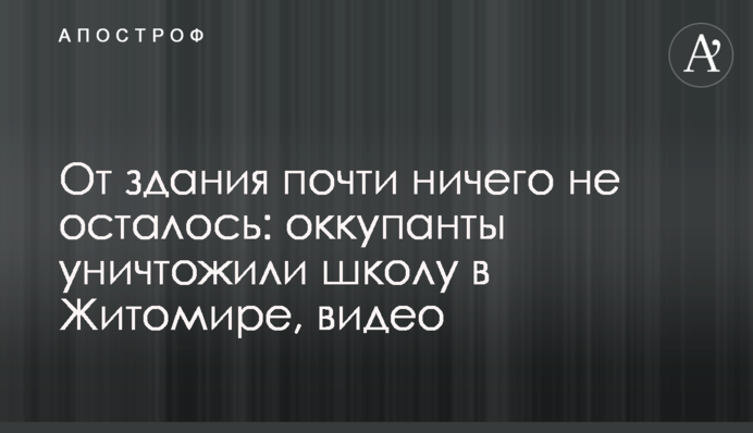 Від будівлі майже нічого не залишилося: окупанти знищили школу у Житомирі, відео