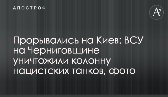 Проривалися на Київ: ЗСУ на Чернігівщині знищили колону нацистських танків, фото