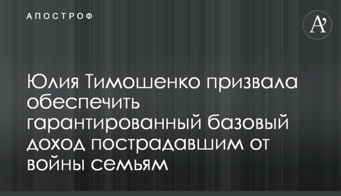 Юлия Тимошенко призвала обеспечить гарантированный базовый доход пострадавшим от войны семьям