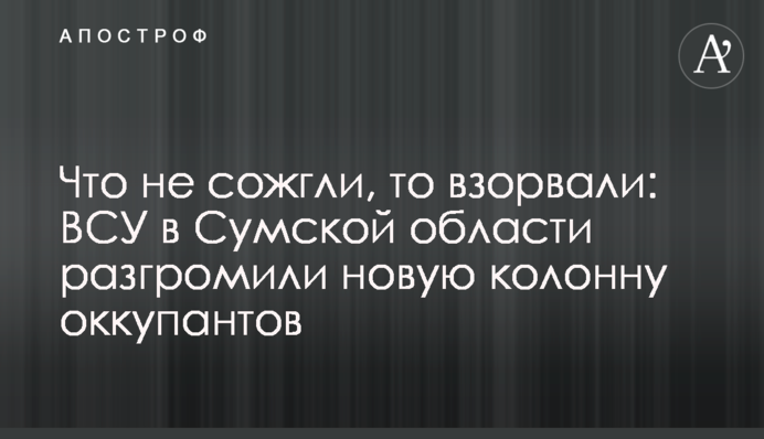 Що не спалили, то підірвали: ЗСУ у Сумській області розгромили нову колону окупантів