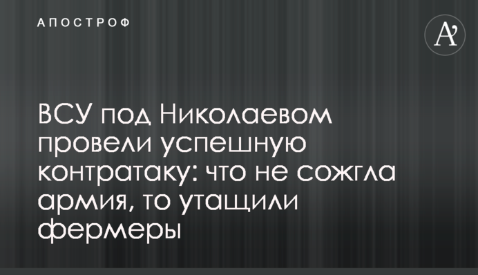 ВСУ под Николаевом провели успешную контратаку: что не сожгла армия, то утащили фермеры