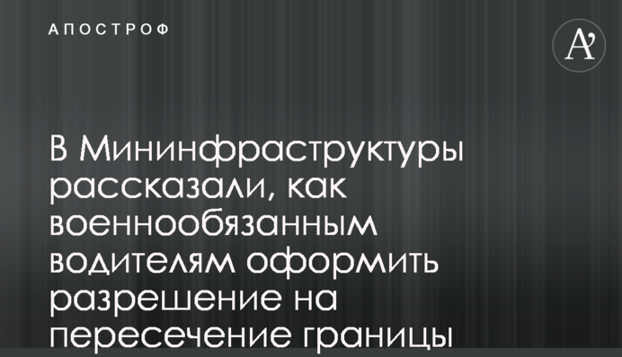 У Мінінфраструктури розповіли, як військовозобов’язаним водіям оформити дозвіл на перетин кордону