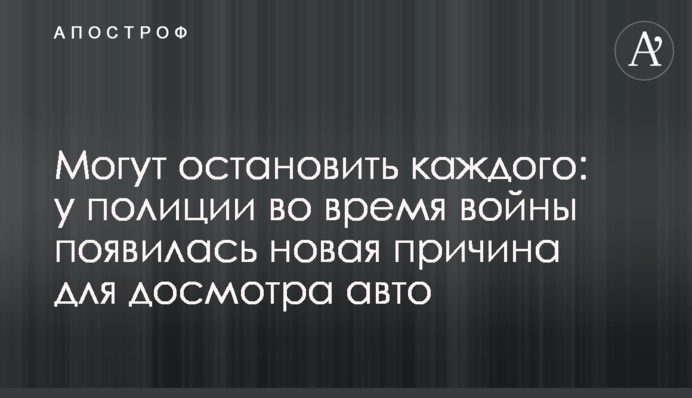 Могут остановить каждого: у полиции во время войны появилась новая причина для досмотра авто