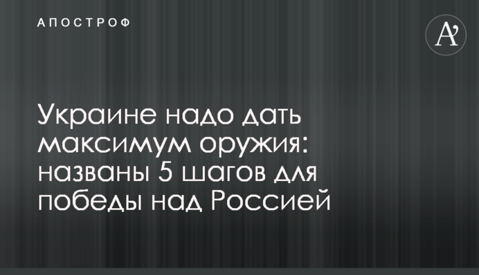 Украине надо дать максимум оружия:  названы 5 шагов для победы над Россией